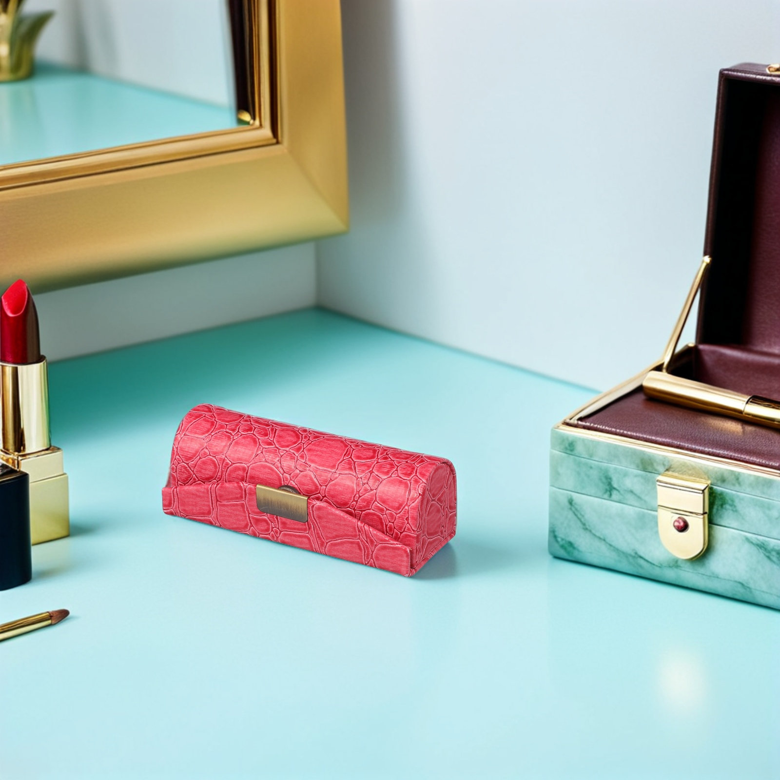 Lip Balm - PU-Lippenstift-Etui – Kompakter Reise-Make-up-Organizer für Lippenstifte,