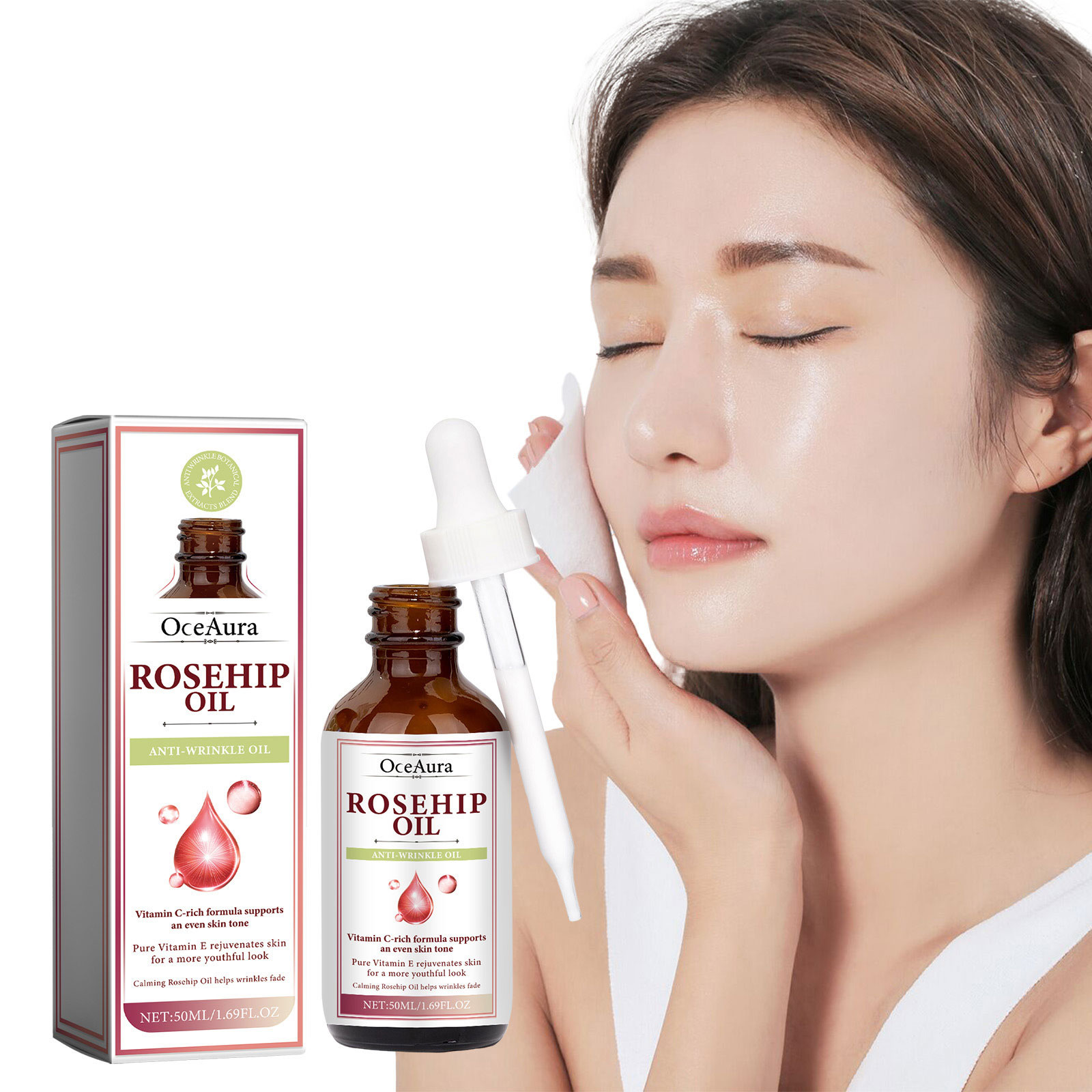 Face Oil Rosehip - Hagebuttenöl Gesichtsessenz-Serum gegen feine Linien, verkleinert