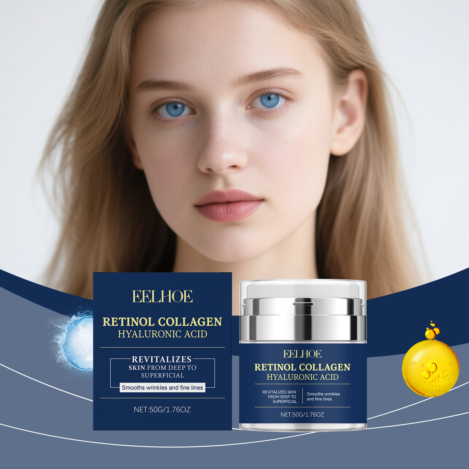 Retinol Cream - EELHOE Retinol-Kollagencreme, Faltenentferner, reduziert feine Linien,